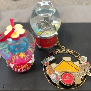 Three Rock & Roll Hall of Fame ornaments EUC